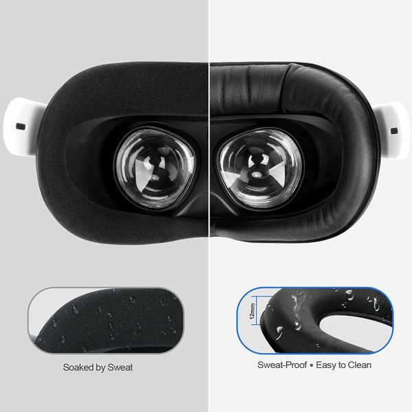 Facial Interface and Face Cover Pad for Oculus Quest 2, Sweat Proof PU Foam Cushion, VR Accessories for Meta Quest 2, Compatible with Oculus Quest 2 Original Spacer