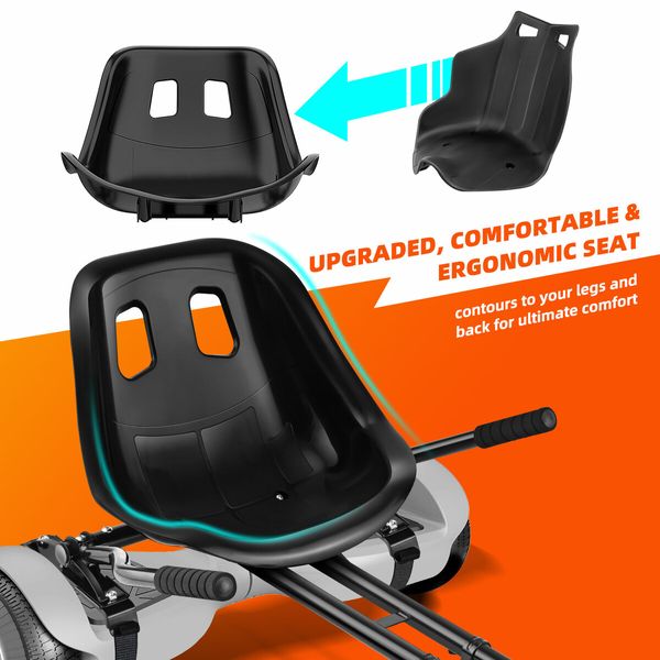 Hover Go Kart Seat Holder Stand Hoverboard Attachment Adjustable Self Balancing Ride On Off Road Sit Down Two Rods Auto Reset for Kids Adults