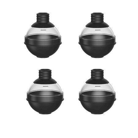 Set of 4 Large Round Ice Ball Maker Mold Silicone for Whiskey with 2 in 1 Funnel Lid, 2.4 Inch Big Sphere Ice Mold for Cocktails Bourbon