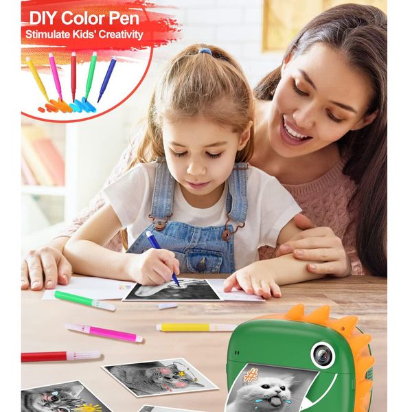 2.4K Pink Kids Instant Print Camera with 32GB Card and Print Paper Fun DIY Gift for Kids Ideal Birthday Gift