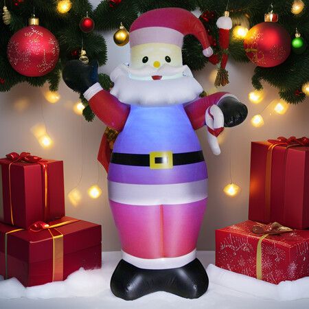 2m Inflatable Santa Claus LED Christmas Decoration Outdoor Lawn Props For Patio