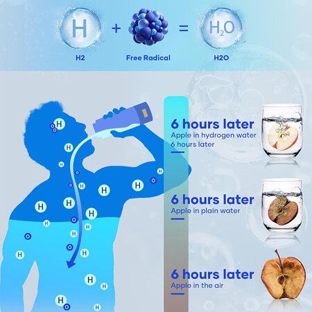 Hydrogen Water Bottle, Portable SPE PEM Technology Water Ionizer Machine, Rechargeable 3 Min Quick Electrolysis Water Bottle Generator for Home, Office, Travel