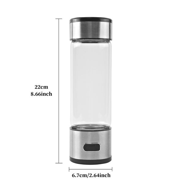 Hydrogen Water Bottle, Portable SPE PEM Technology Water Ionizer Machine, Rechargeable 3 Min Quick Electrolysis Water Bottle Generator for Home, Office, Travel