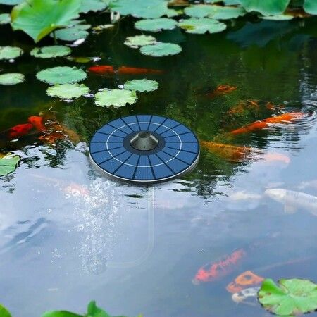 2.5W Floating Solar Air Pump Oxygenator  Air Hoses and Bubble Stone Pond Aerator Bubble