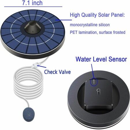 2.5W Floating Solar Air Pump Oxygenator  Air Hoses and Bubble Stone Pond Aerator Bubble