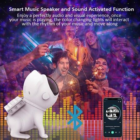 Space Dog Astronaut Star Projector - 21 Color Modes, Bluetooth Speaker, White Noise ,Galaxy Projector for Home,Ceiling,Room Decor