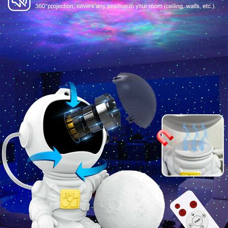 3 in 1 Astronaut Star Galaxy Projector with 3.5 inch Moon Lamp and 360 Degree Rotatable Projection, Remote,Timer for Room Decor Aesthetic