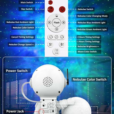 3 in 1 Astronaut Star Galaxy Projector with 3.5 inch Moon Lamp and 360 Degree Rotatable Projection, Remote,Timer for Room Decor Aesthetic