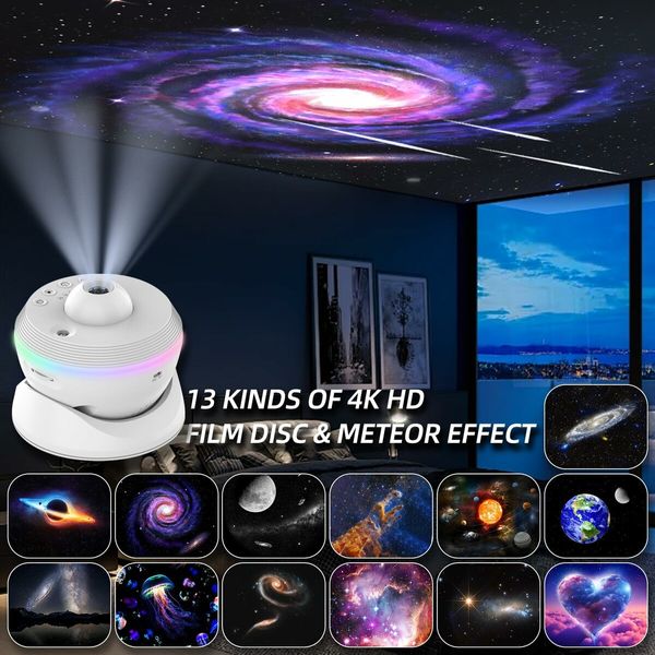 Galaxy Projector 13 in 1 Meteor HD Planetarium Star Projector 360 Degree Rotating Extra-Large Area,Timed Starry Night Light for Bedroom Ceiling Home Theater