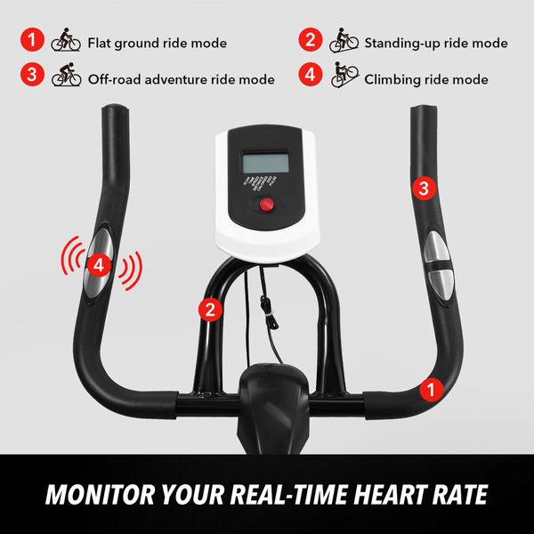 Genki Exercise Bike Stationary Spin Bicycle Indoor Cycling Trainer Home Gym Workout Pedal Training Exerciser Machine Adjustable Resistance LCD Monitor