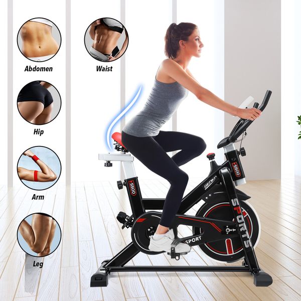 Genki Exercise Bike Stationary Spin Bicycle Indoor Cycling Trainer Home Gym Workout Pedal Training Exerciser Machine Adjustable Resistance LCD Monitor