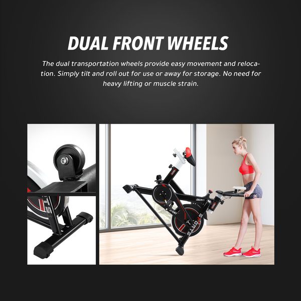 Genki Exercise Bike Stationary Spin Bicycle Indoor Cycling Trainer Home Gym Workout Pedal Training Exerciser Machine Adjustable Resistance LCD Monitor