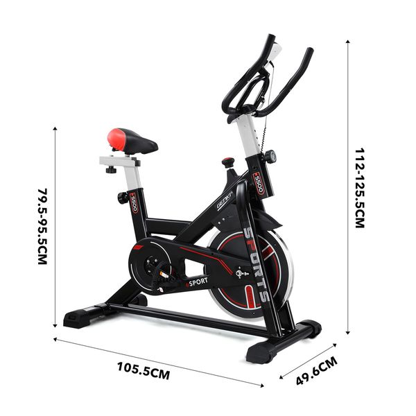 Genki Exercise Bike Stationary Spin Bicycle Indoor Cycling Trainer Home Gym Workout Pedal Training Exerciser Machine Adjustable Resistance LCD Monitor