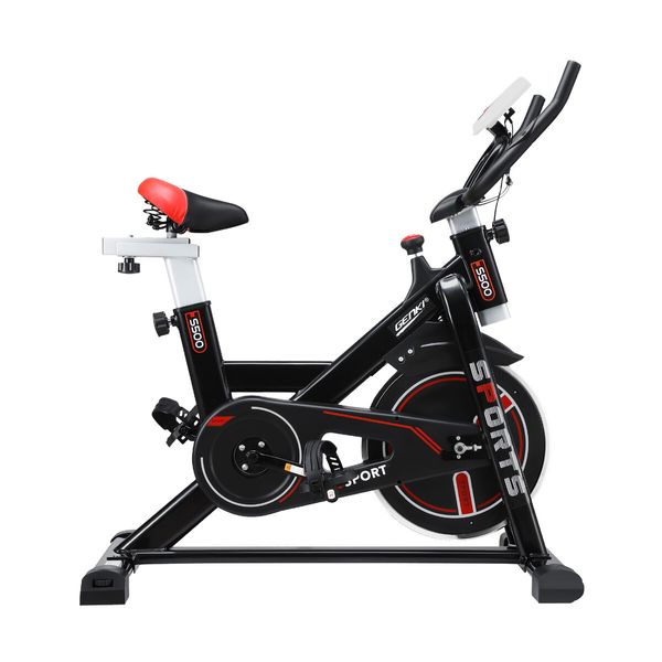 Genki Exercise Bike Stationary Spin Bicycle Indoor Cycling Trainer Home Gym Workout Pedal Training Exerciser Machine Adjustable Resistance LCD Monitor