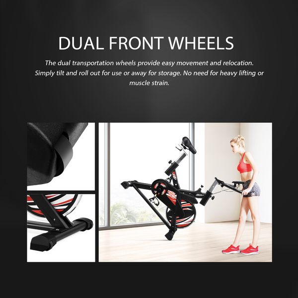 Genki Exercise Bike Stationary Bicycle Spin Gym Trainer Indoor Cycling Pedal Exerciser Home Workout Training Machine Adjustable Resistance LCD Screen