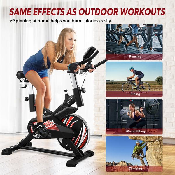 Genki Exercise Bike Stationary Bicycle Spin Gym Trainer Indoor Cycling Pedal Exerciser Home Workout Training Machine Adjustable Resistance LCD Screen