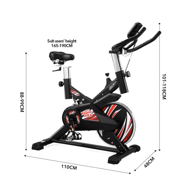 Genki Exercise Bike Stationary Bicycle Spin Gym Trainer Indoor Cycling Pedal Exerciser Home Workout Training Machine Adjustable Resistance LCD Screen