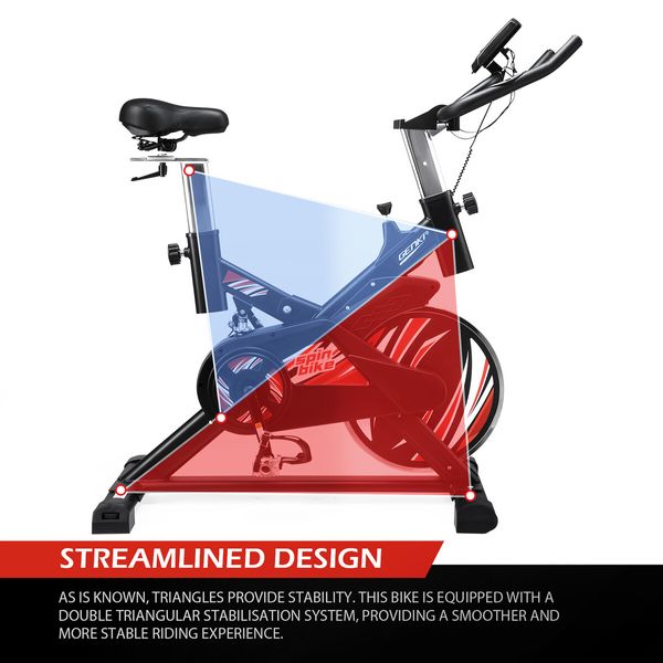 Genki Exercise Bike Stationary Bicycle Spin Gym Trainer Indoor Cycling Pedal Exerciser Home Workout Training Machine Adjustable Resistance LCD Screen