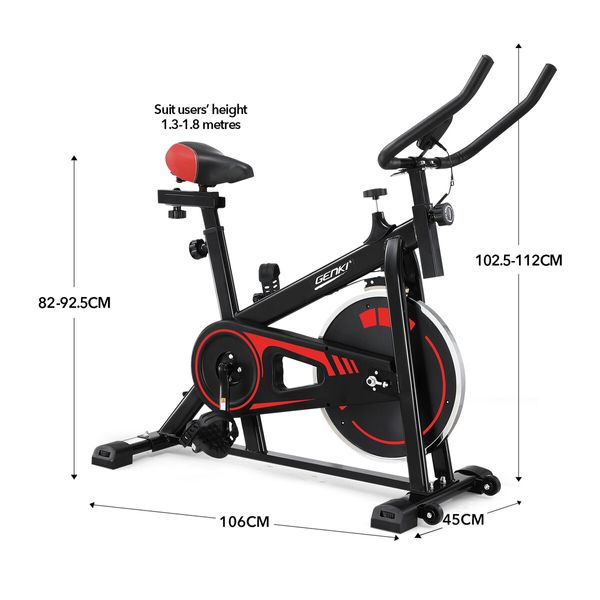 Genki Exercise Bike Spin Stationary Bicycle Gym Indoor Cycling Trainer Home Workout Pedal Exerciser Training Machine with Adjustable Belt Drive