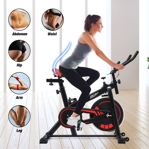 Genki Exercise Bike Spin Stationary Bicycle Gym Indoor Cycling Trainer Home Workout Pedal Exerciser Training Machine with Adjustable Belt Drive