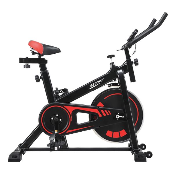 Genki Exercise Bike Spin Stationary Bicycle Gym Indoor Cycling Trainer Home Workout Pedal Exerciser Training Machine with Adjustable Belt Drive