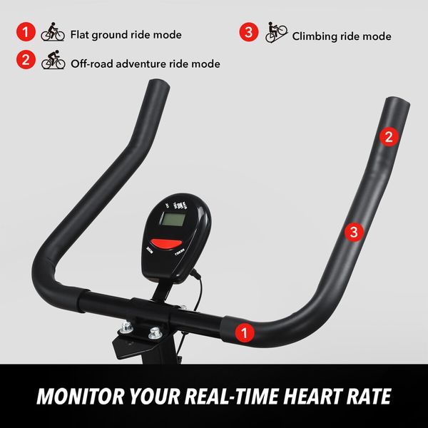 Genki Exercise Bike Spin Stationary Bicycle Gym Indoor Cycling Trainer Home Workout Pedal Exerciser Training Machine with Adjustable Belt Drive