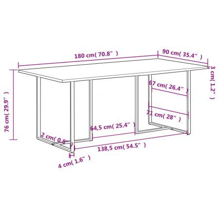 Dining Table 180 cm Rough Mango Wood