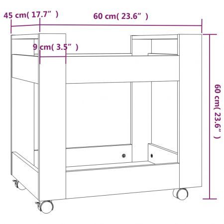 Desk Trolley Grey Sonoma 60x45x60 cm Engineered Wood