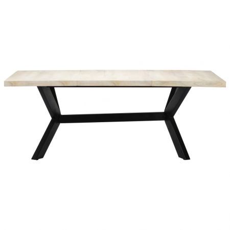 Dining Table White 200x100x75 cm Solid Mango Wood