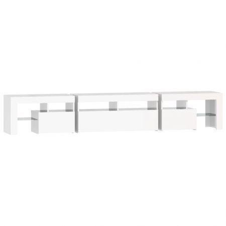 TV Cabinet with LED Lights High Gloss White 230x36.5x40 cm