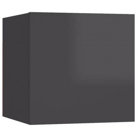 Wall Mounted TV Cabinets 8 pcs High Gloss Grey 30.5x30x30 cm