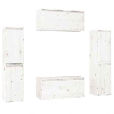 TV Cabinets 6 pcs White Solid Wood Pine