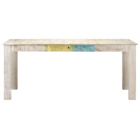 Dining Table White 180x90x76 cm Solid Mango Wood