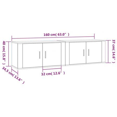 Wall-mounted TV Cabinets 2 pcs High Gloss White 80x34.5x40 cm