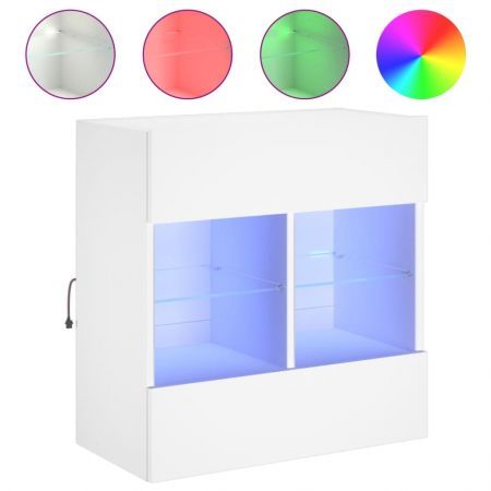 TV Wall Cabinet with LED Lights White 58.5x30x60.5 cm