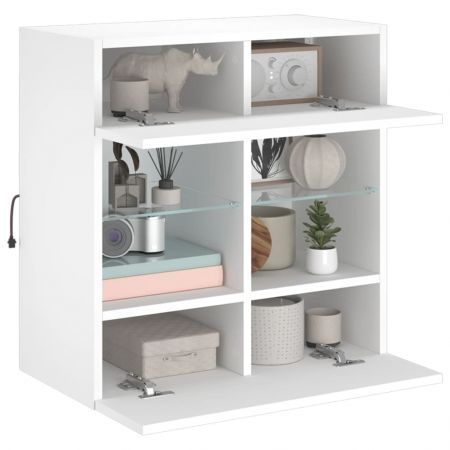 TV Wall Cabinet with LED Lights White 58.5x30x60.5 cm