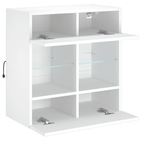 TV Wall Cabinet with LED Lights White 58.5x30x60.5 cm