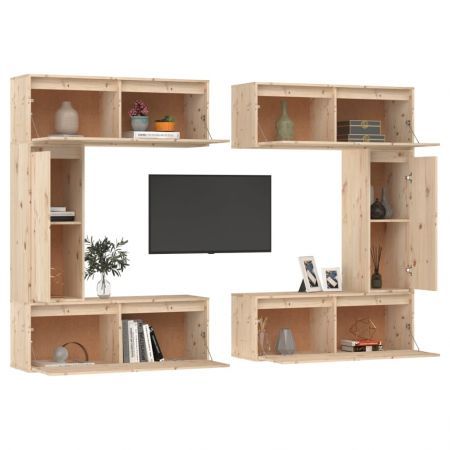 TV Cabinets 6 pcs Solid Wood Pine