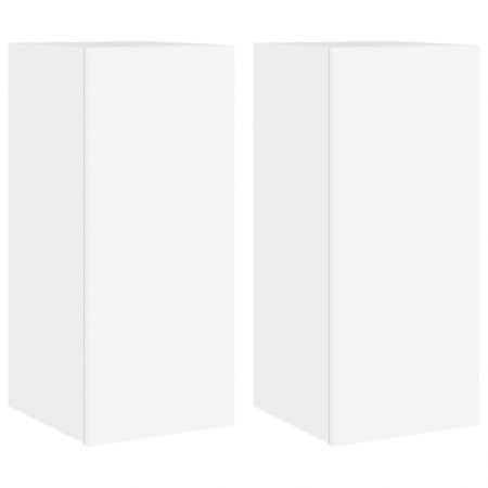 TV Wall Cabinets with LED Lights 2 pcs White 30.5x35x70 cm