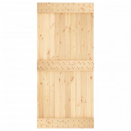 Sliding Door with Hardware Set 95x210 cm Solid Wood Pine