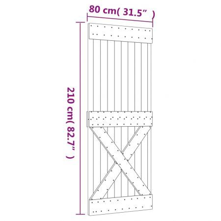 Sliding Door with Hardware Set 80x210 cm Solid Wood Pine