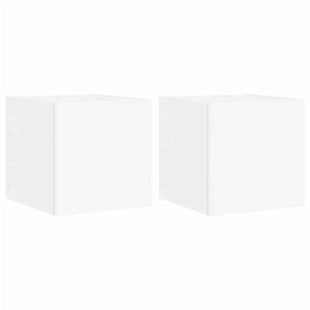 TV Wall Cabinets with LED Lights 2 pcs White 30.5x35x30 cm