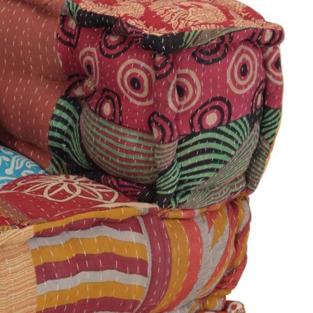 Modular Pouffe with Pillow Patchwork Fabric