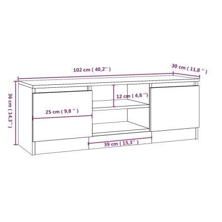 TV Cabinet with Door White 102x30x36 cm