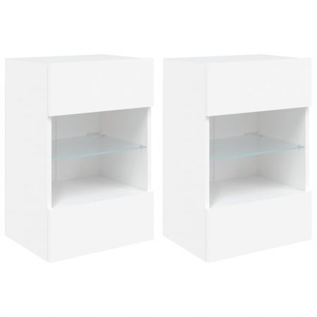 TV Wall Cabinets with LED Lights 2 pcs White 40x30x60.5 cm