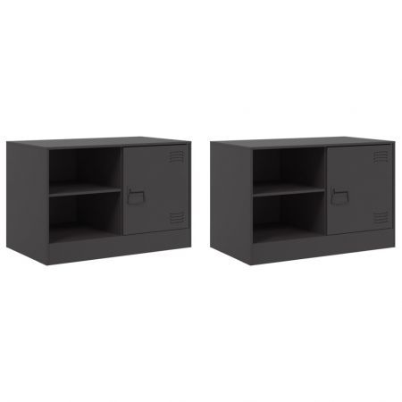 TV Cabinets 2 pcs Black 67x39x44 cm Steel