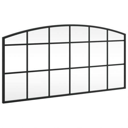 Wall Mirror Black 80x40 cm Arch Iron