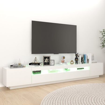 TV Cabinet with LED Lights White 260x35x40 cm