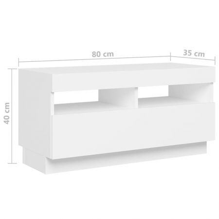 TV Cabinet with LED Lights White 260x35x40 cm