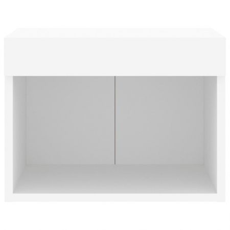 Bedside Cabinets with LED Lights Wall-mounted 2 pcs White